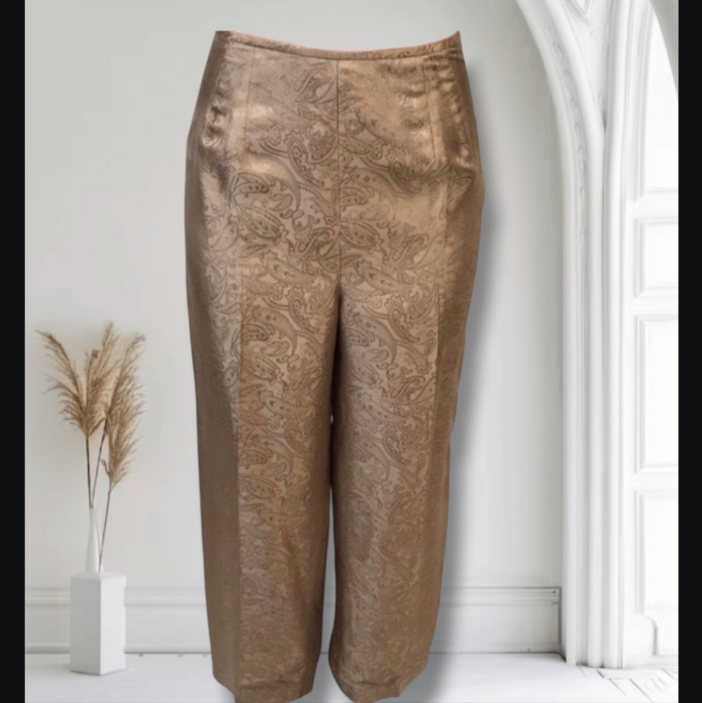 Vintage Travis Ayers Gold Paisley Silk Trousers - Picture 2 of 8